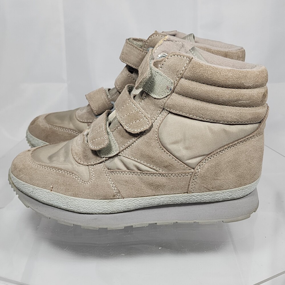 LL BEAN WOMEN NYLON/LEATHER SHERPA LINED ANKLE SNOW BOOTS THINSULATE TAUPE